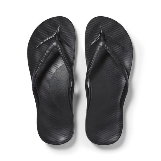 Archies Arch Support Flip Flops, Men & Women, Black, US Men's 8/Women's 9