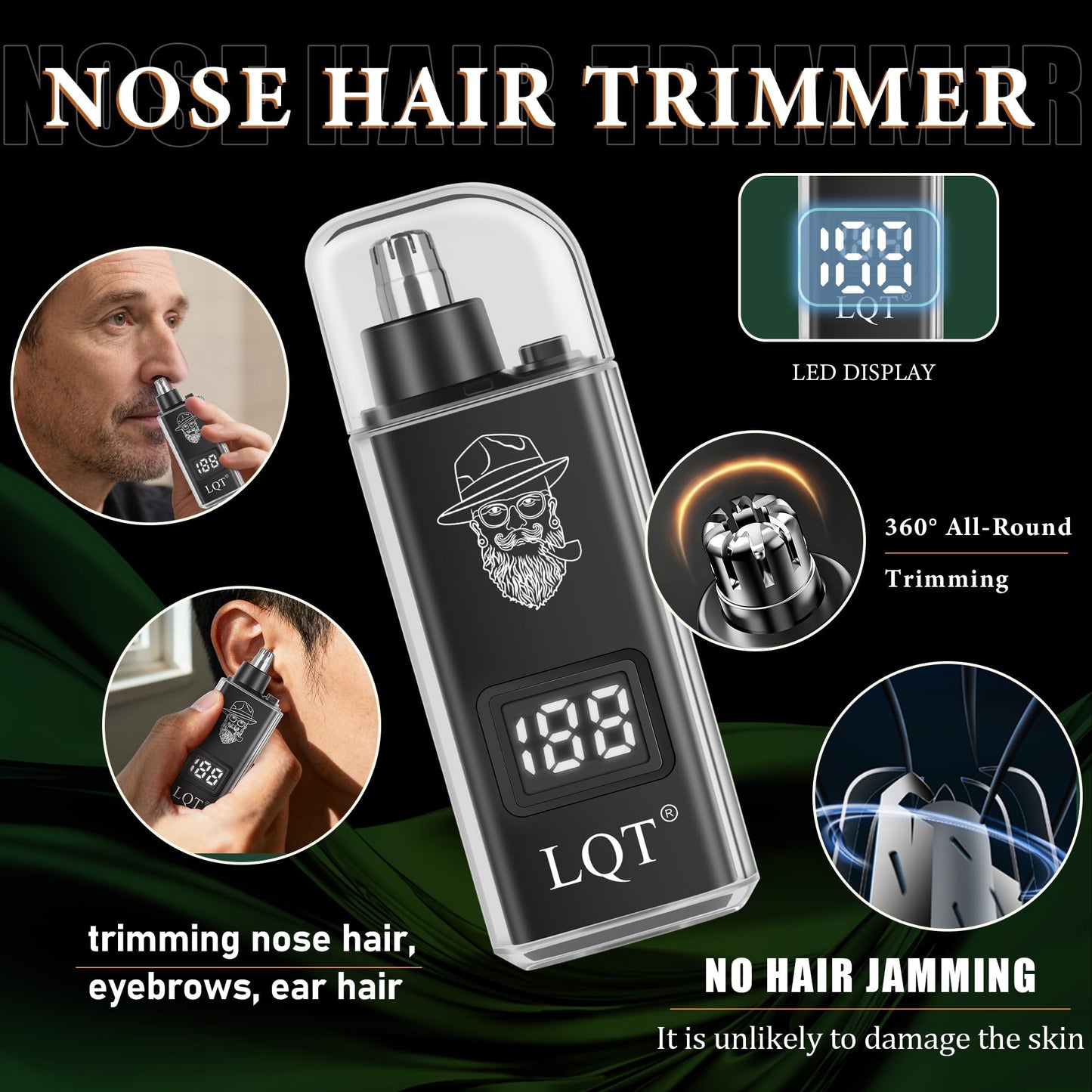LQT Professional Barber Kit for Men,Cordless Hair Clipper, Beard Trimmer, Foil Shaver,Nose Hair Trimmer Set, Transparent Design, LED Display,Home Grooming Tools,Gifts for Men, Father's Day & Holidays