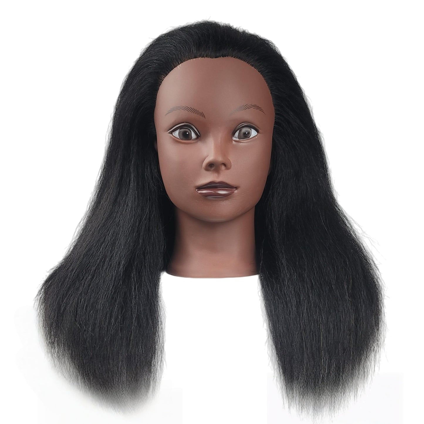Yiifiulyn African Mannequin Head with 100% Real Hair, Black Mannequin Head for Hairdresser Practice Braiding - Doll Head for Hair Styling Kids