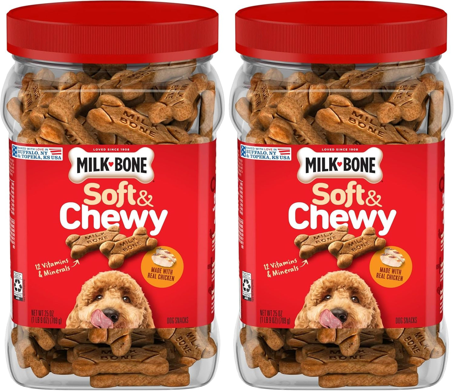 Milk-Bone Soft & Chewy Dog Treats - Real Beef & Filet Mignon Flavor | 25 Ounce Canister
