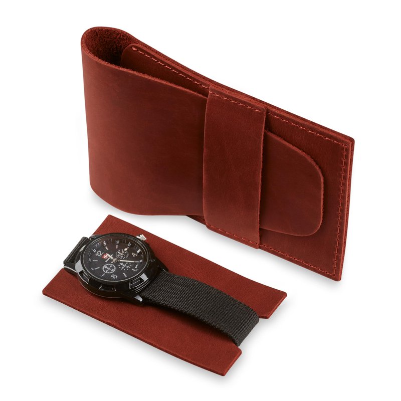 MAKYN Leather Watch Pouch, Single Watch Travel Case, Watch Travel Case, Watch Travel Pouch, Watch Sleeve (Cognac)