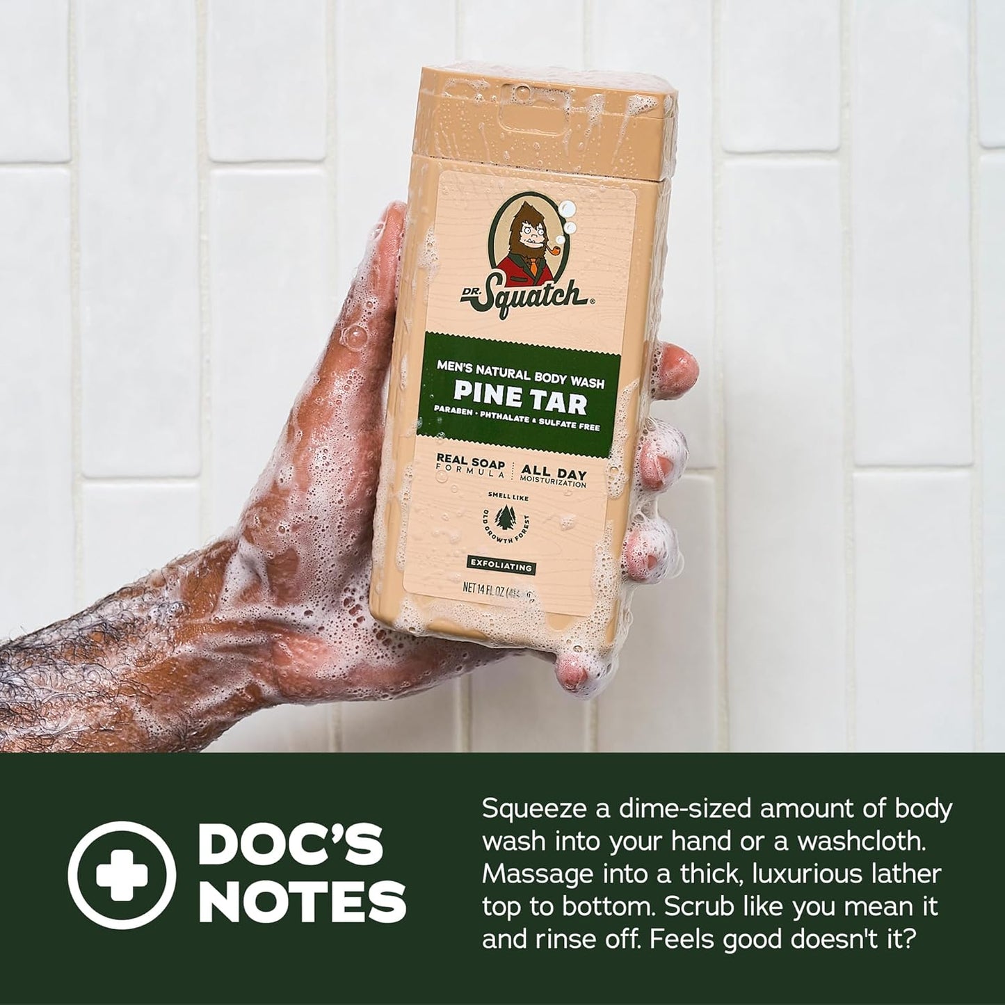 Dr. Squatch Men's Body Wash - Natural Cleansing & Nourishing Gel | Mountain Meadow & Lumberjack Lodge (14 oz, 2-Pack)