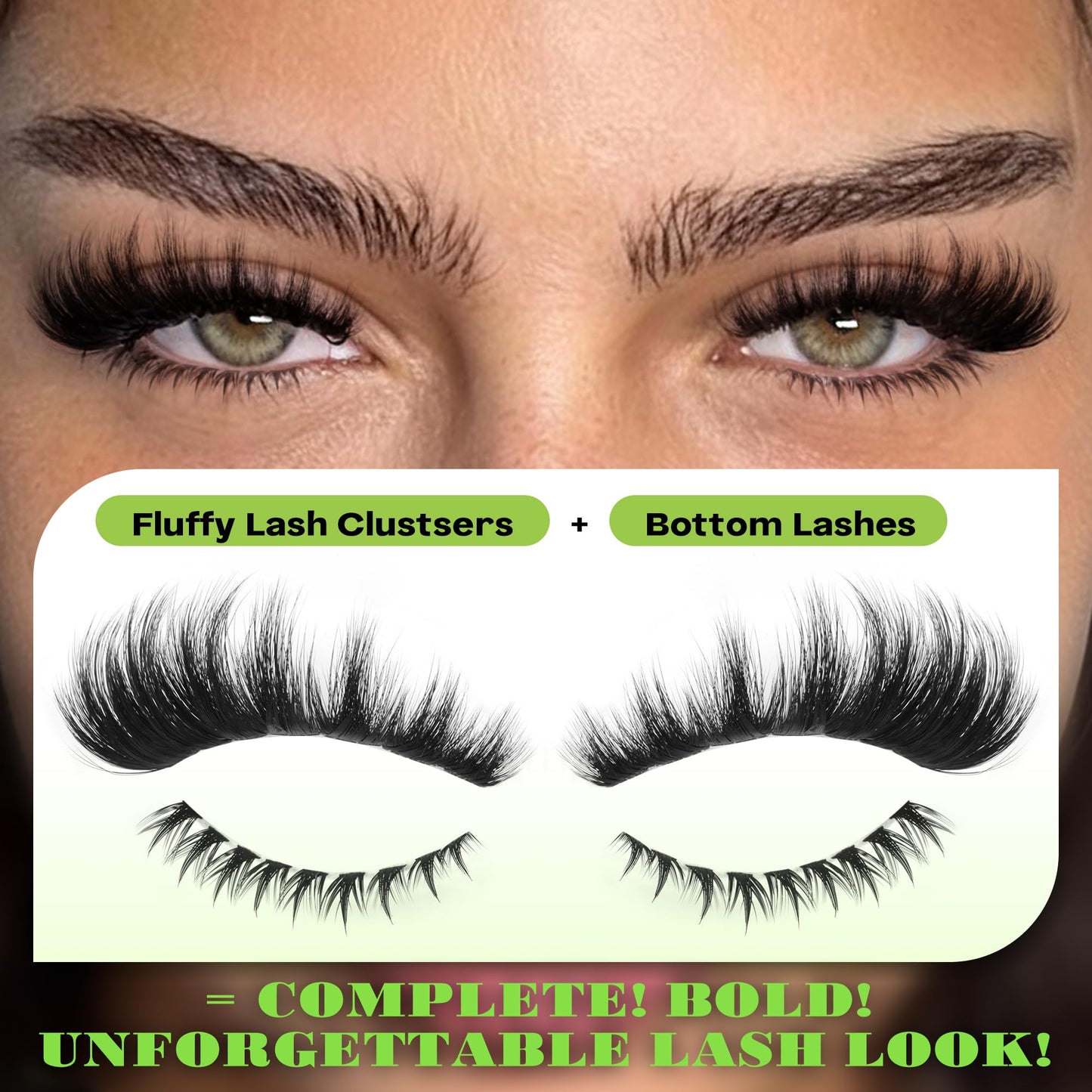Cat Eye Lash Clusters Fluffy Eyelash Clusters with Bottom Lashes Thick Volme Lash Extension Pre Mapped Mink Cluster Eyelash Extensions D-curly Soft Cluster Lashes Individuals by Newcally