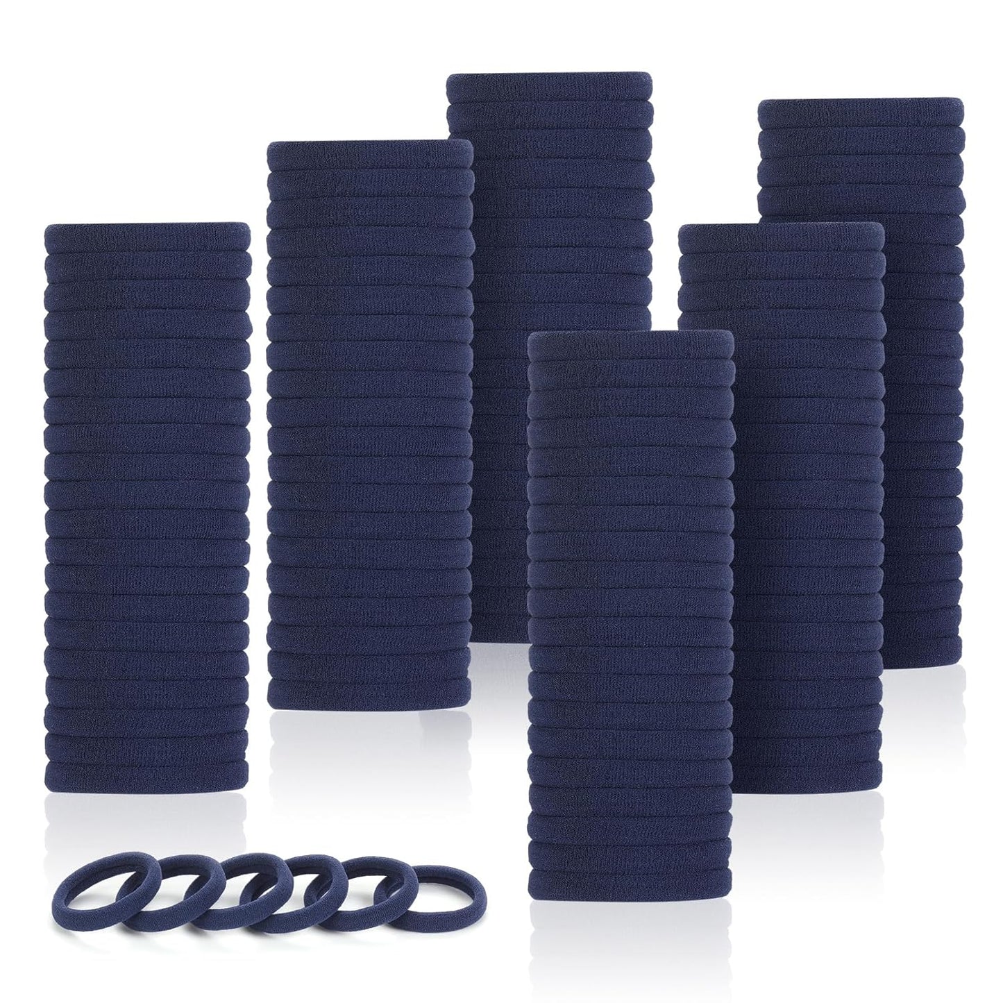 120PCS Black Hair Ties for Thick Hair - Seamless No Damage Elastic Ponytail Holders | Bulk Nylon Hair Bands for Women