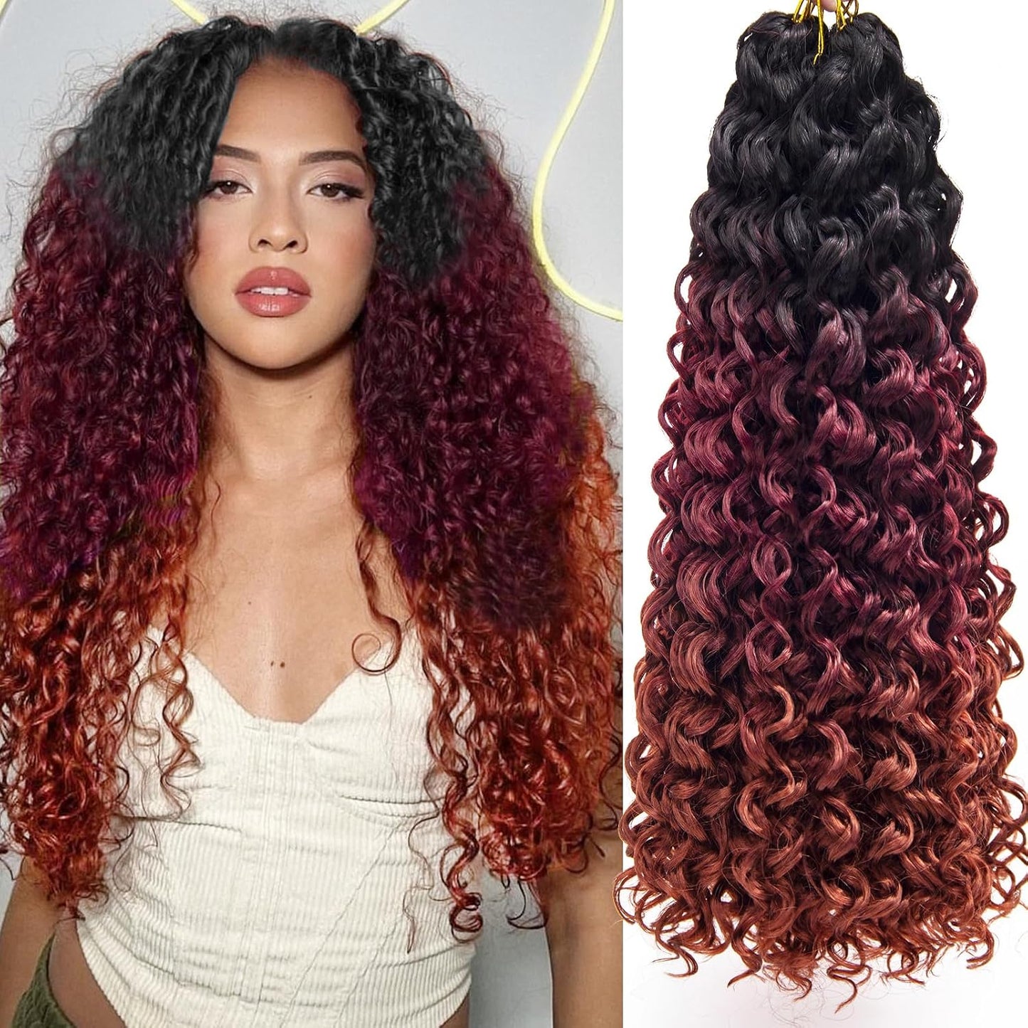 Water Wave Crochet Hair Extensions - Blonde Synthetic Bohemian Braids | 14 Inch Deep Wave (27#)