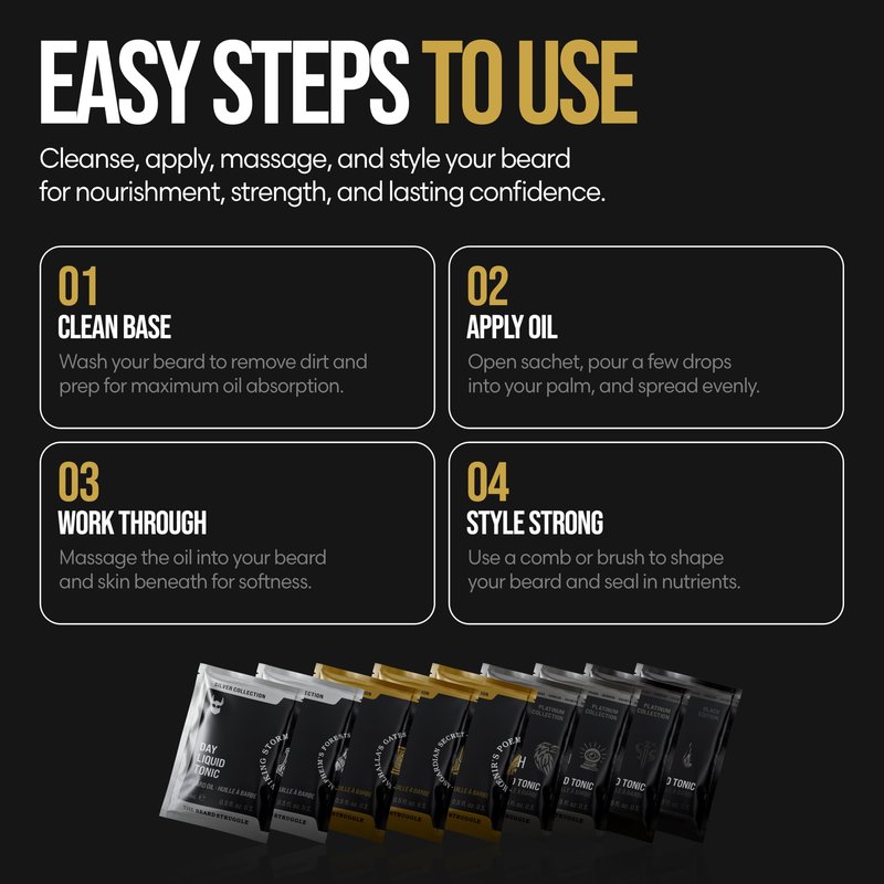 The Beard Struggle 9 Beard Oil Voyager Sample Pack, Variety Beard Oil for Men Sampler with 9 Different Scents, All Natural Ingredients, Beard Growth Oil for Soft and Healthy Hair, Day Liquid Tonic