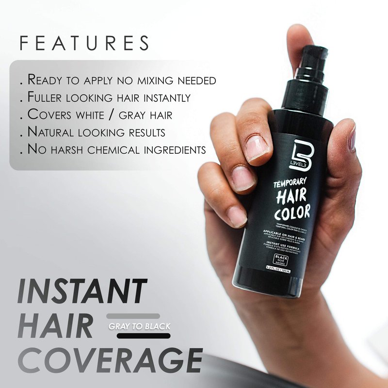 L3 - Temporary Beard Color - Full Beard in Minutes - Easy to Apply and No Mixing Required - Level 3 Natural Looking Black Dye