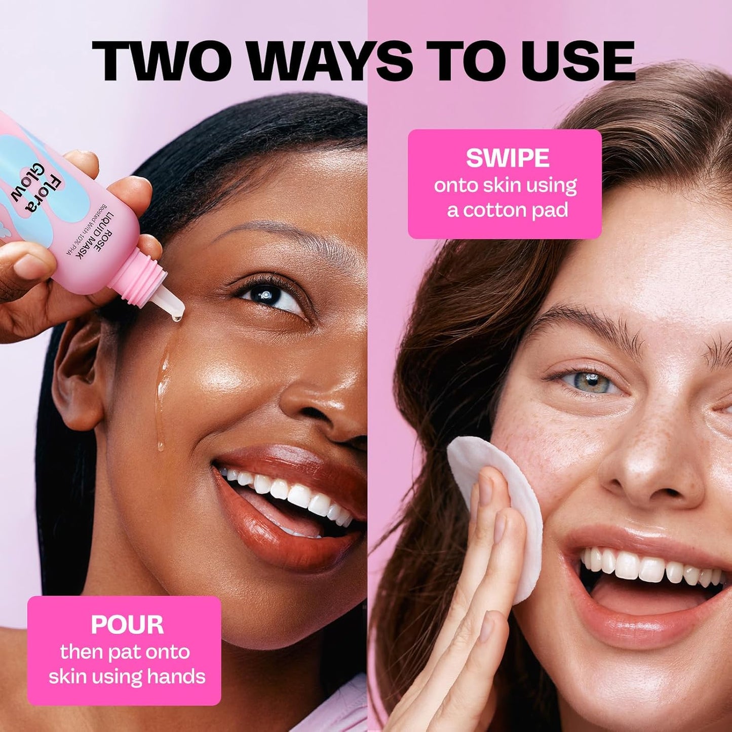 Flora Glow Rose Daily Liquid Mask - Hydrating & Exfoliating Korean Leave-On Face Mask with Hyaluronic Acid | All Skin Types