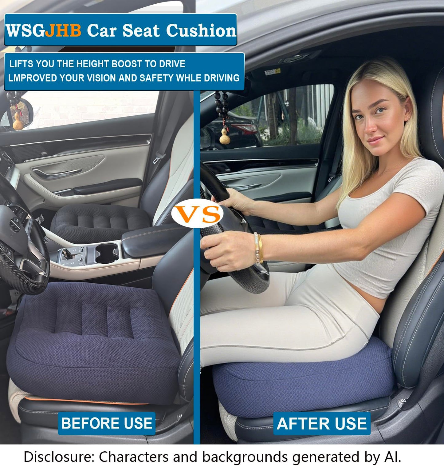 WSGJHB Car Booster Seat Cushion Posture Cushion Portable Breathable Mesh, Effectively Increase The Field of View Ideal for Office, Home, Angle Lift Seat Cushions,Black