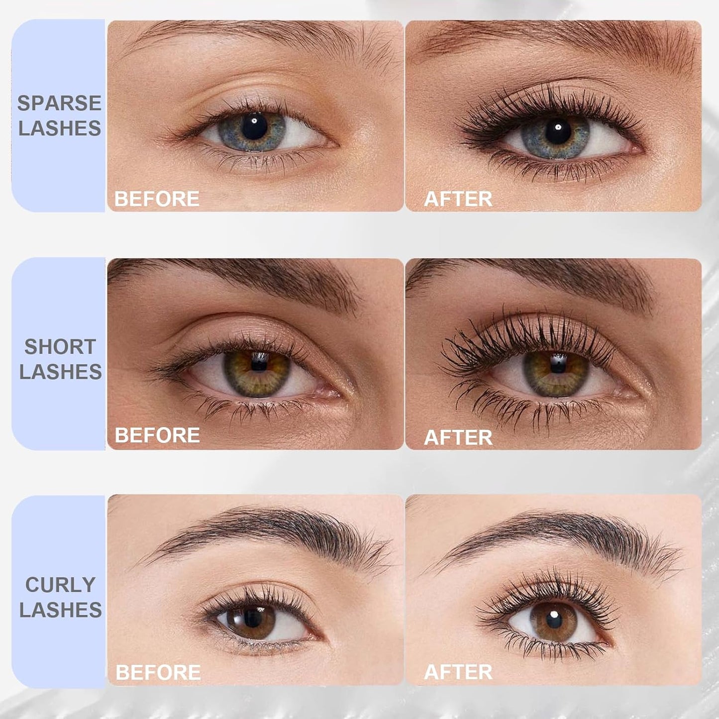 Brown Washable Iron Wand Mascara - Waterproof Formula for Thin, Short Lashes | Buildable Length & Volume, Clump-Free Finish