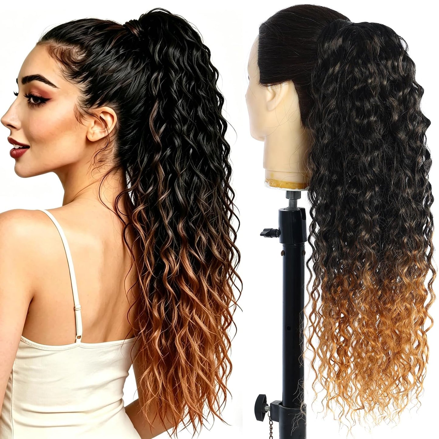 Afro Puff Drawstring Ponytail - Kinky Curly Hair Extension for Black Women | Natural Black, Short 1B Color