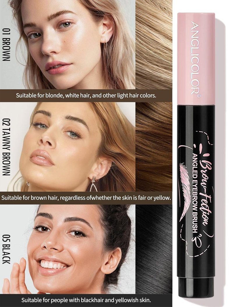 Eyebrow Pen - Microblading Pencil with Angled Brush | Long-Lasting, Waterproof, Smudge-Proof - 02 Tawny Brown