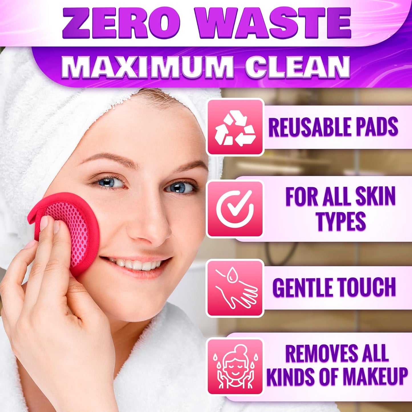 2 in 1 Face Scrub Pads - Reusable Microfiber Makeup Remover & Exfoliating Washcloth | 3 Pcs Set for Eyes, Lips & Neck