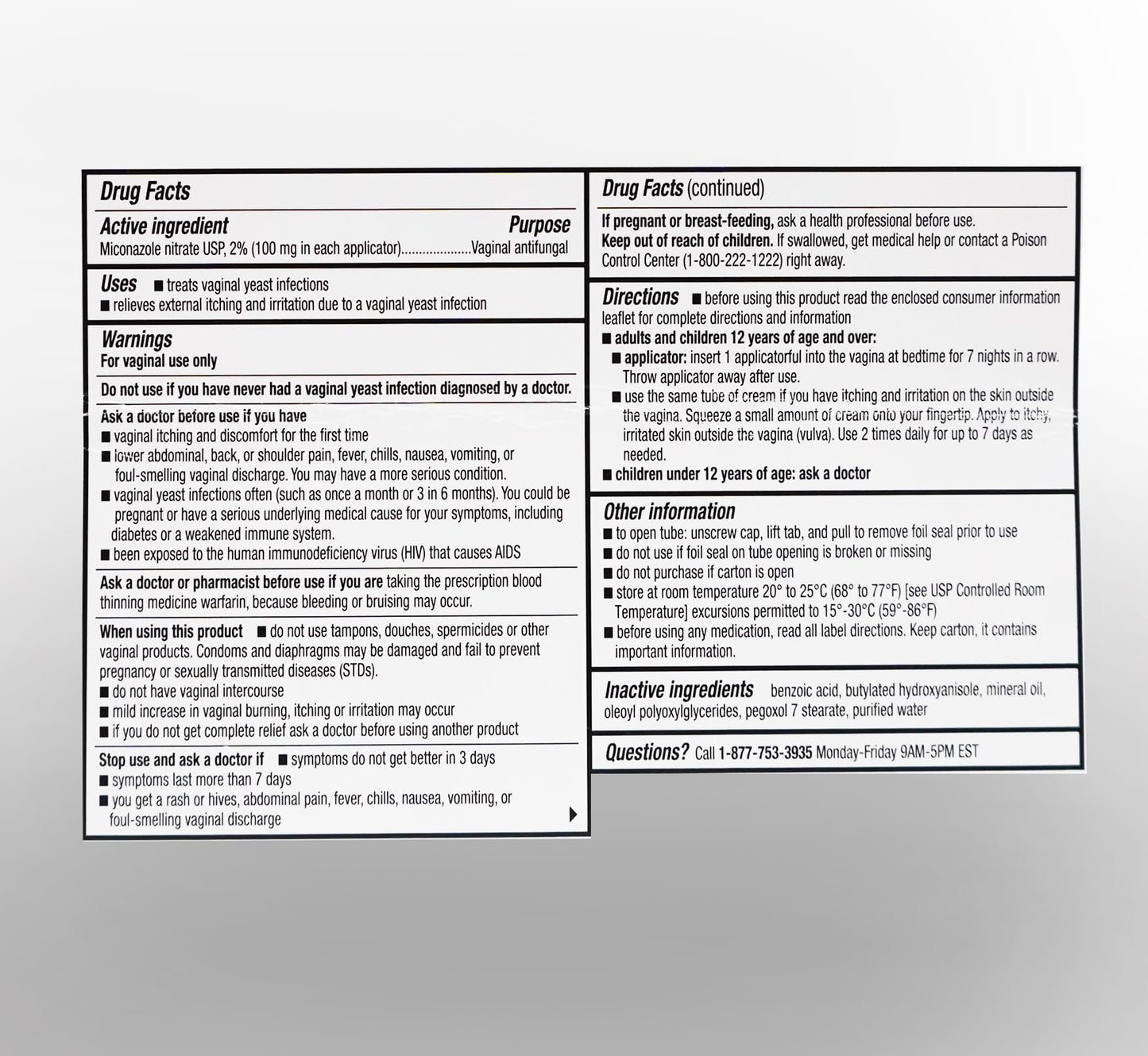 h2 pharma Miconazole 7 - Miconazole Nitrate Cream, USP 2%, 1.59 oz Tube