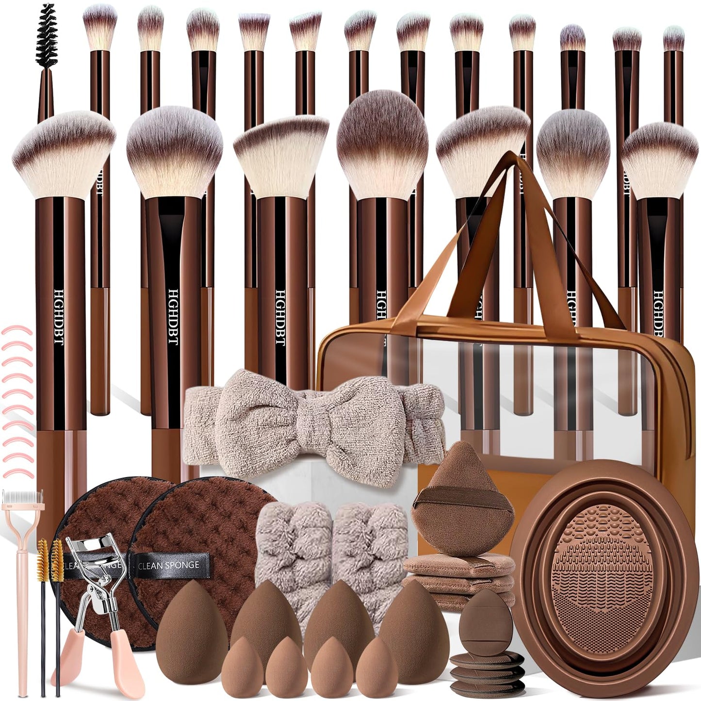 57-Piece Black Makeup Brush Set - Professional Synthetic Brushes with Case for Foundation, Concealer, Blush & Eyeshadow | Includes Beauty Blender Sponge