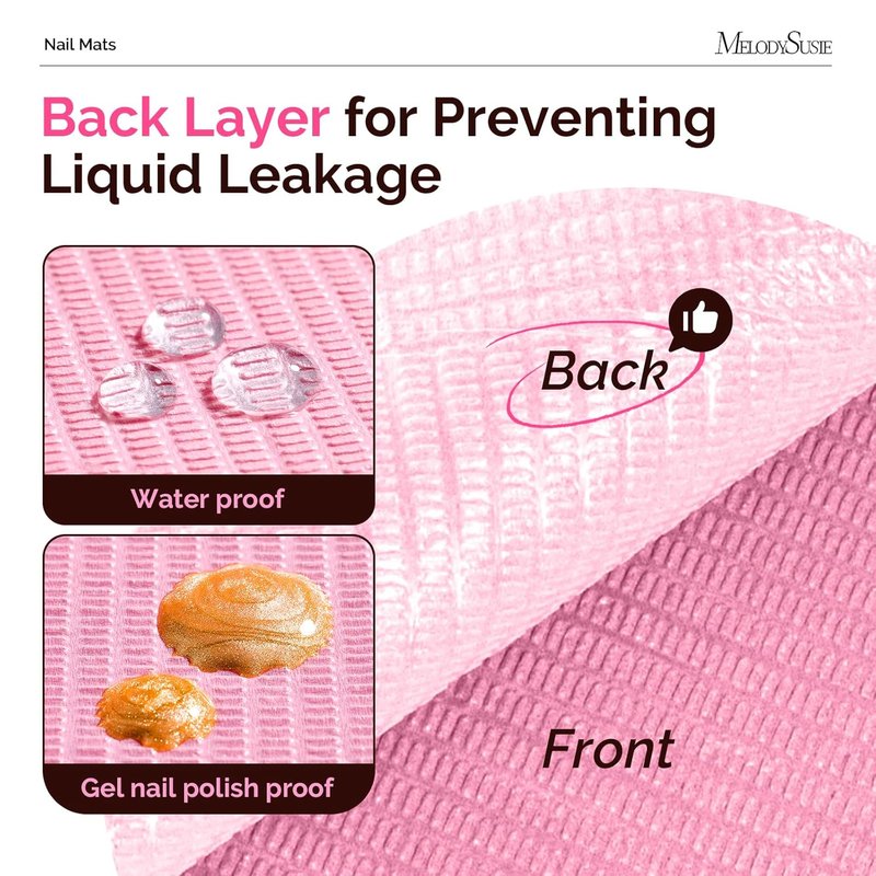 Disposable Nail Mats - 50 Pcs 3-Ply Absorbent Table Pads for Manicure & Pedicure | 18” x 13” Pink