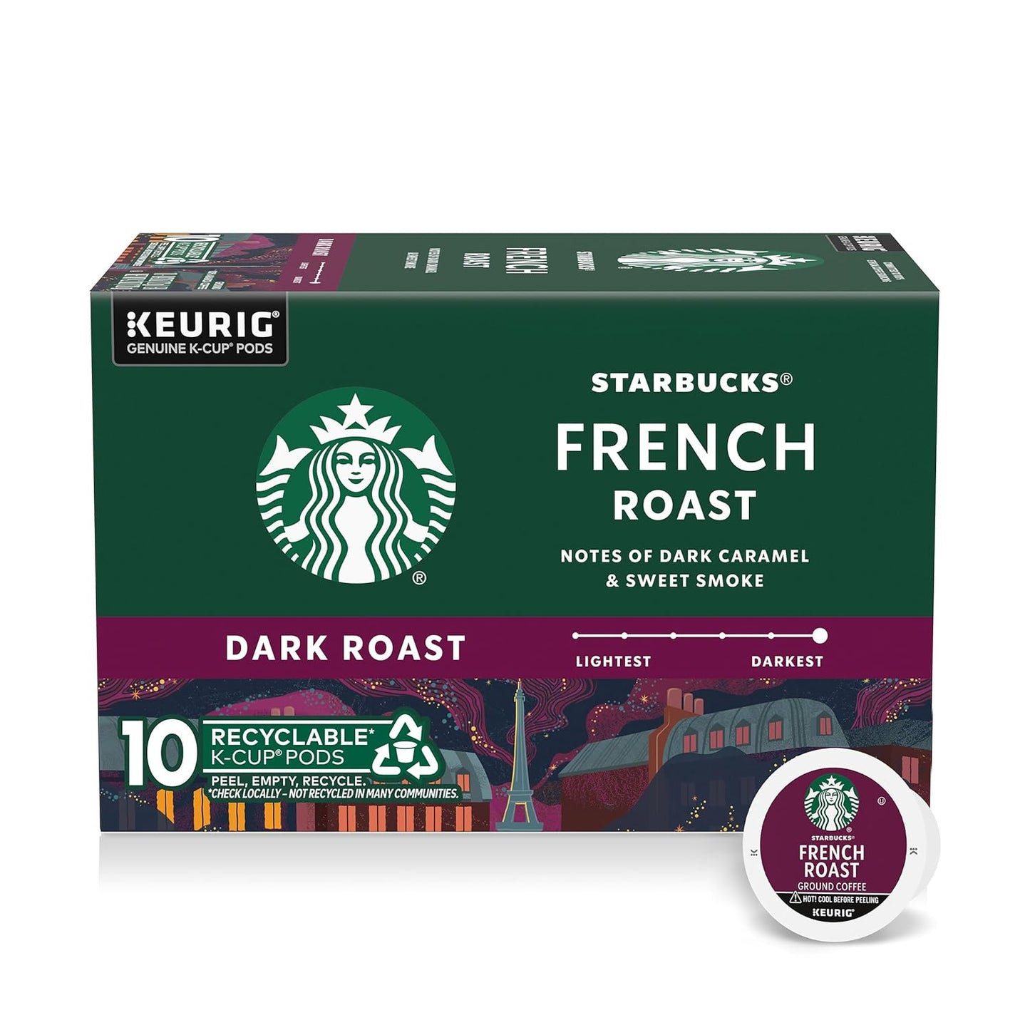 Starbucks K-Cup Coffee Pods - Dark Roast French Roast for Hot or Iced Coffee | 96 Count
