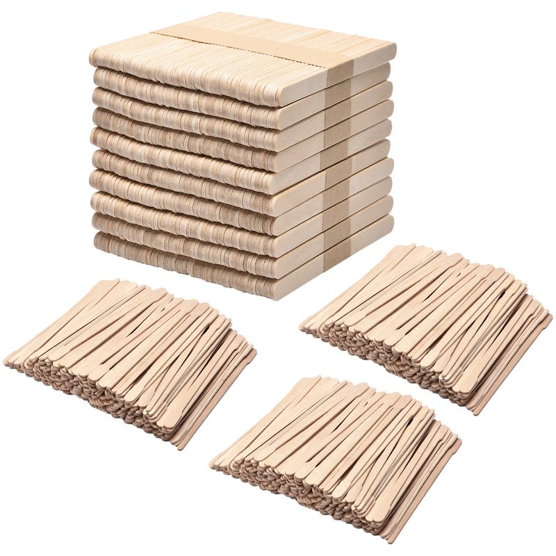 Maitys 1000 Pcs Wooden Wax Sticks Spatula Wax Applicator Sticks Wood Craft Sticks Include 500 Pcs Large Eyebrow Wax Applicator and 500 Pcs Small Wood Waxing Applicator Stick for Body Face Hair Removal