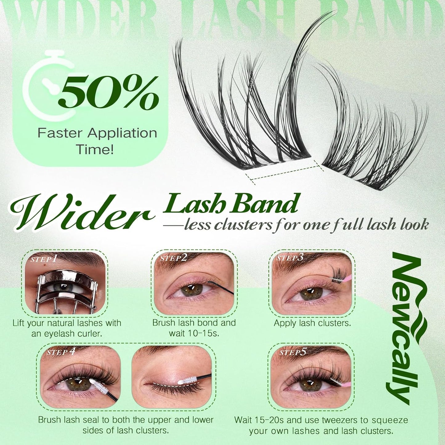 Natural Lash Clusters - Invisible Band CC-Curly Eyelash Extensions | 10-16MM Spider Cluster Lashes
