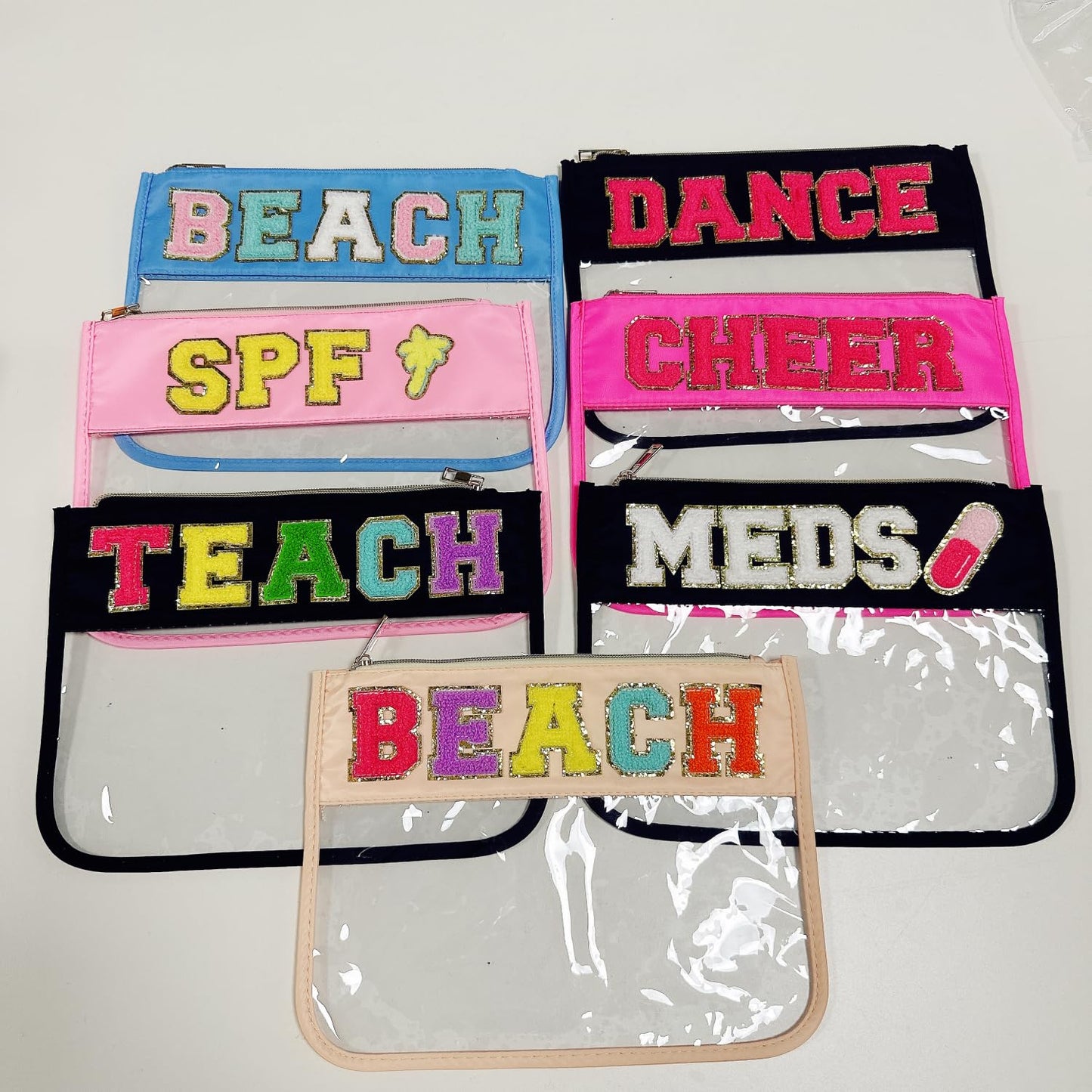 Dance Recital Gifts Clear Makeup Letter Bag Dance Teacher Appreciation Gifts Dance Makeup Bag Chenille Letter Patch Cosmetic Bag Toiletry Zipper Pouch for Women Girls(Dance-black)