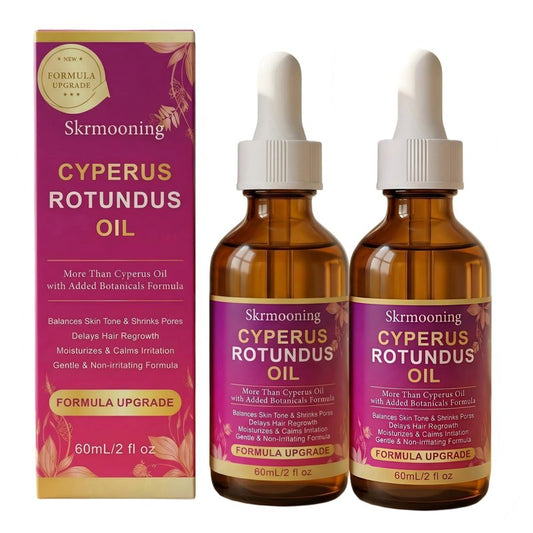 Skrmooning Cyperus Rotundus Oil 2PCS Hair Removal Oil with Aloe Vera & Jojoba Oil Natural Hair Inhibitor Oil to Slow Hair Regrowth Shrink Pores Moisturize Soothe Irritation Gentle for All Skin Types