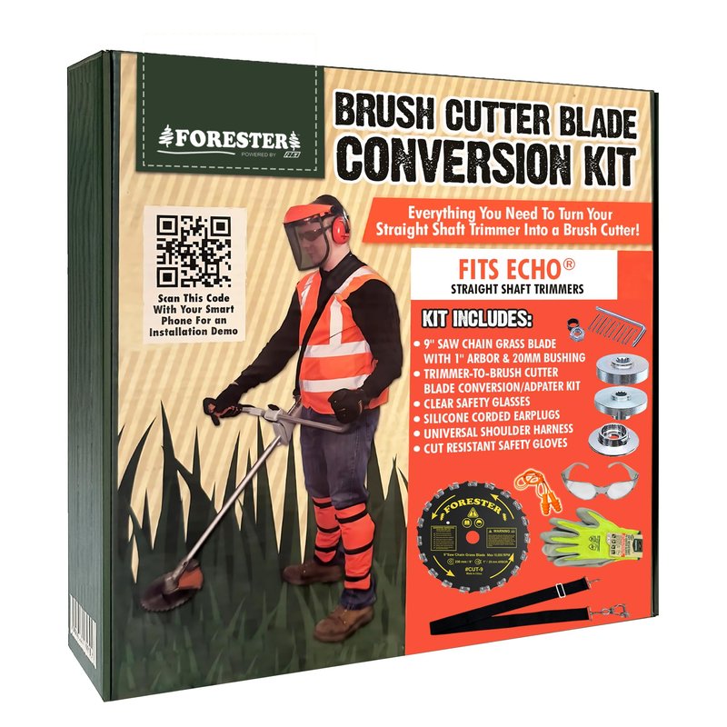 FORESTER Brush Cutter Trimmer Conversion Kit with Cut-9, Includes Safety Glasses, Earplugs, Gloves, Harness, Compatible with Echo Models SRM-225, SRM-225i, SRM-266, SRM-280, SRM-280S, and SRM-280T