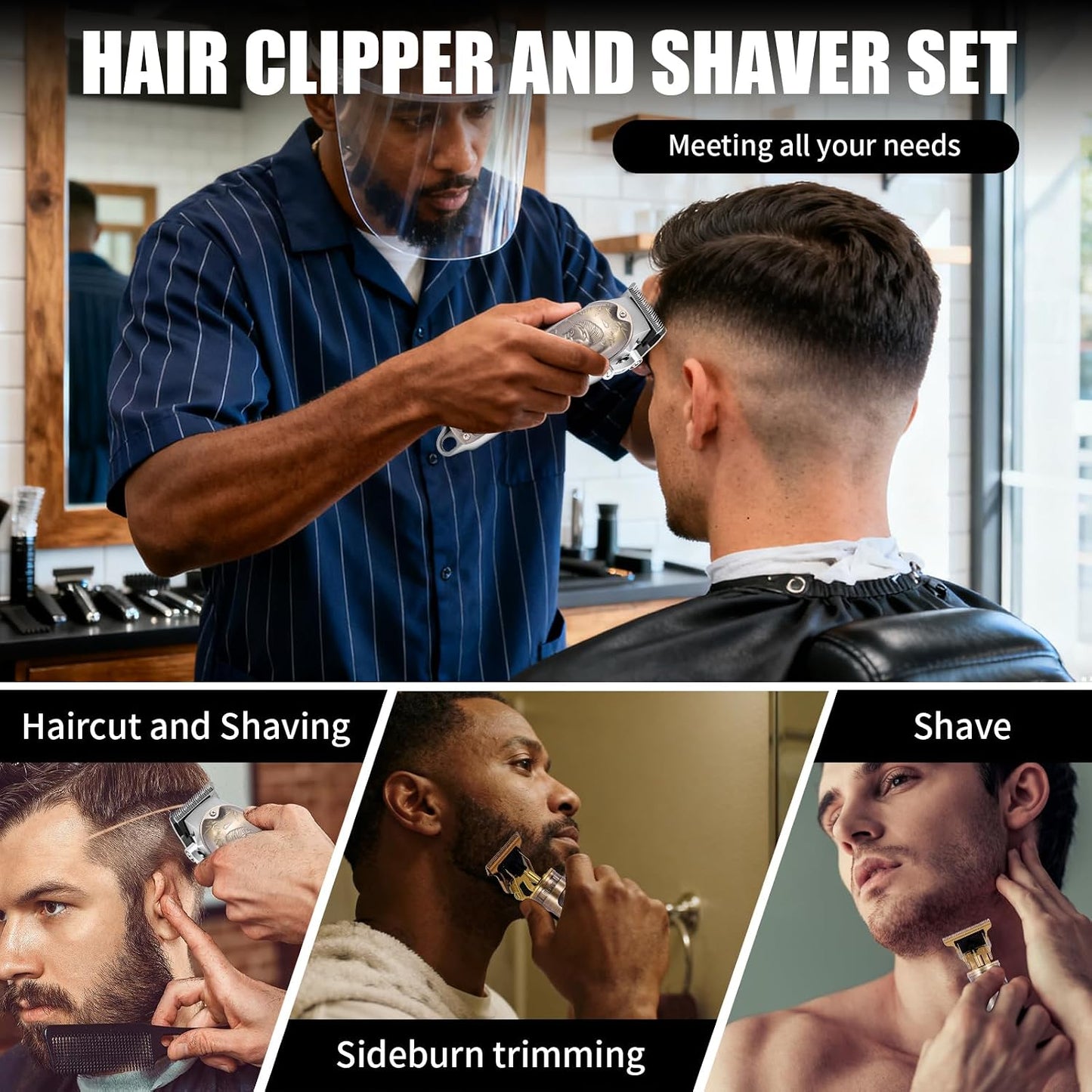 Professional Hair Clipper Set - Cordless T-Blade Beard Trimmer & Sideburn Trimmer | Antique Bronze