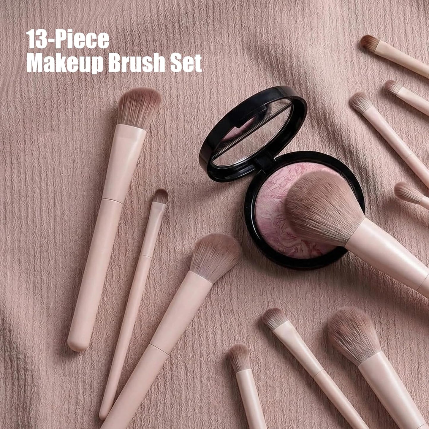 Makeup Brush Set - 13 Professional Brushes for Foundation, Eyeshadow, Blush & Lips | Soft Synthetic Bristles for Beginners