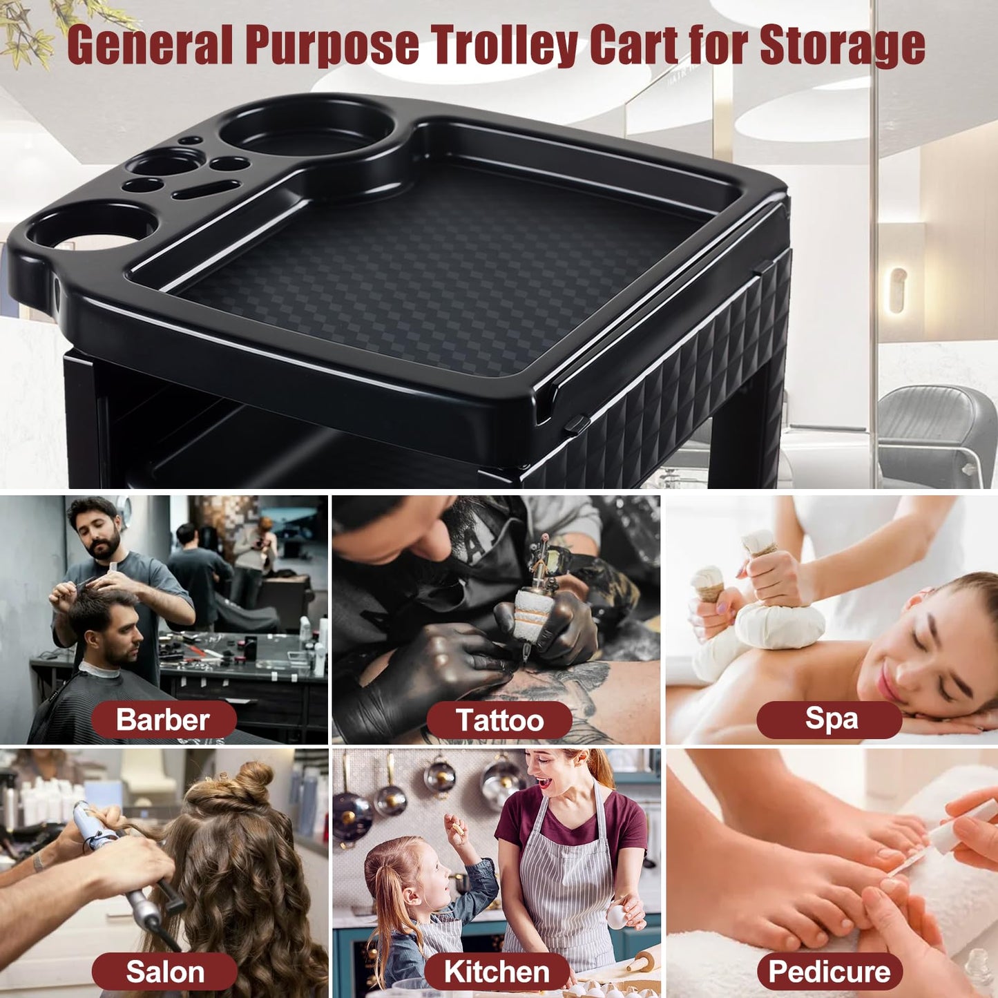 Salon Rolling Trolley with Wheels,Salon Rolling Cart for Stylist with 5 Removable Drawers,Multipurpose Beauty Cart,Mobile Storage Station,Hairstylist Trolley for Beauty Tattoo Hairdressing