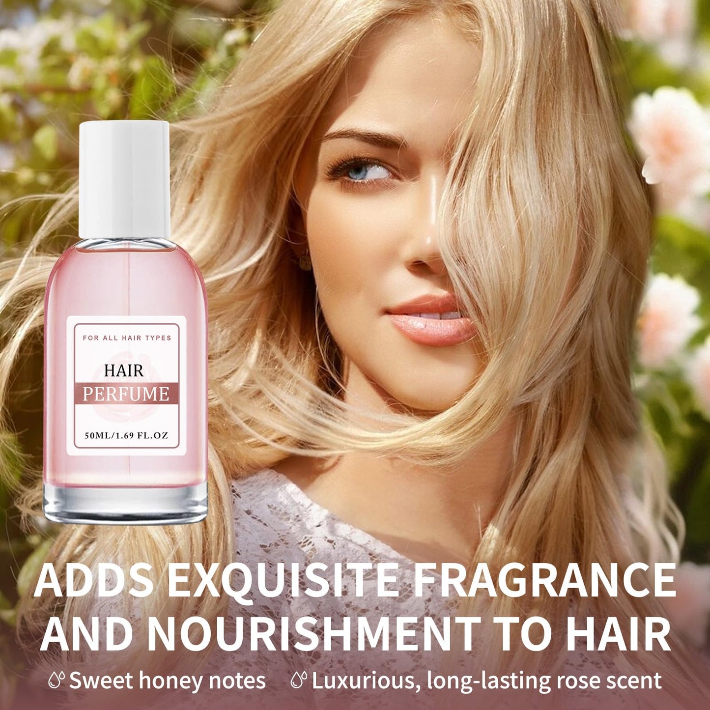 Hair Perfume for Women – Floral Rose Travel Size Hair Spray & Body Mist – Anti-Frizz, Moisturizing & Nourishing – Long-Lasting Scent for Soft, Shiny Hair, 1.7 Fl Oz/50ml