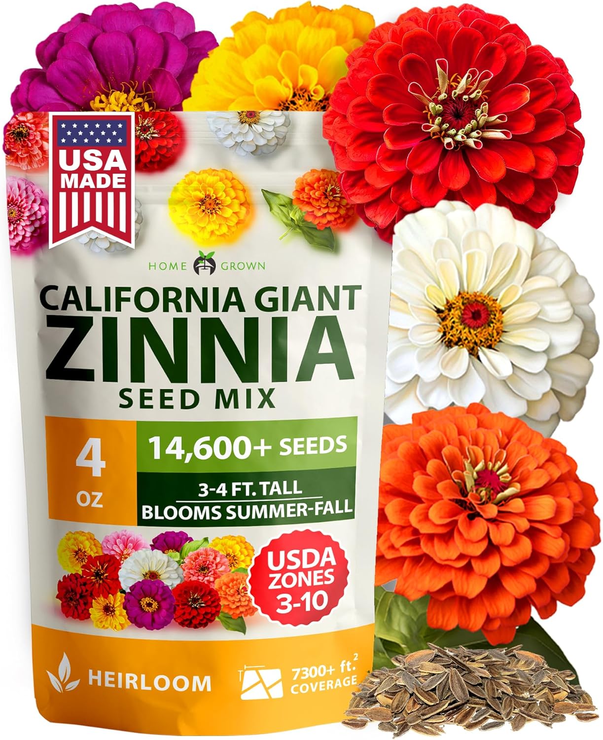 Zinnia Dahlia Seeds Pack - Non-GMO 524 Flower Seeds for Vibrant Pollinator Gardens | Easy-to-Grow Outdoor Blooms