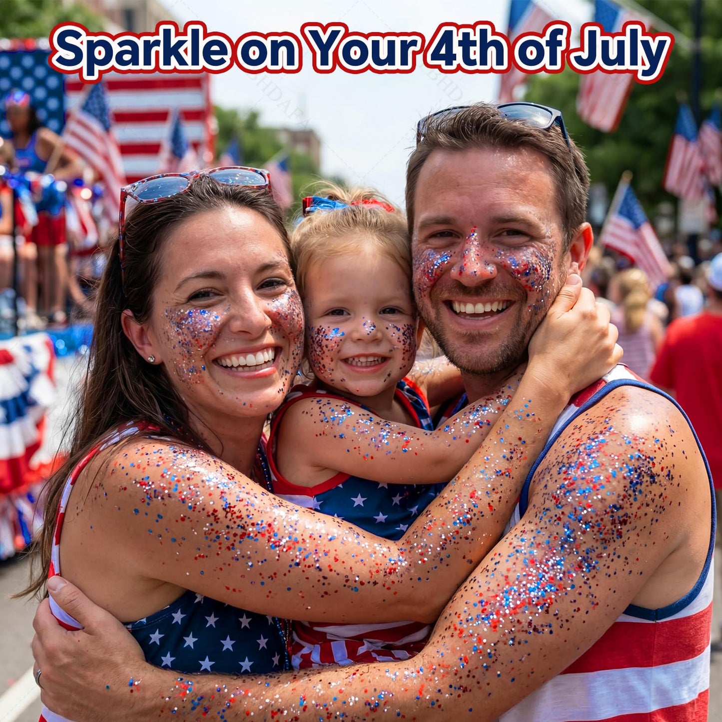 4th of July Glitter Stick | Patriotic Red White and Blue Glitter Stick for Face Body Hair, Fourth of July Accessories & Outfits for Women, USA Flag Makeup for American 250 Anniversary & Memorial Day
