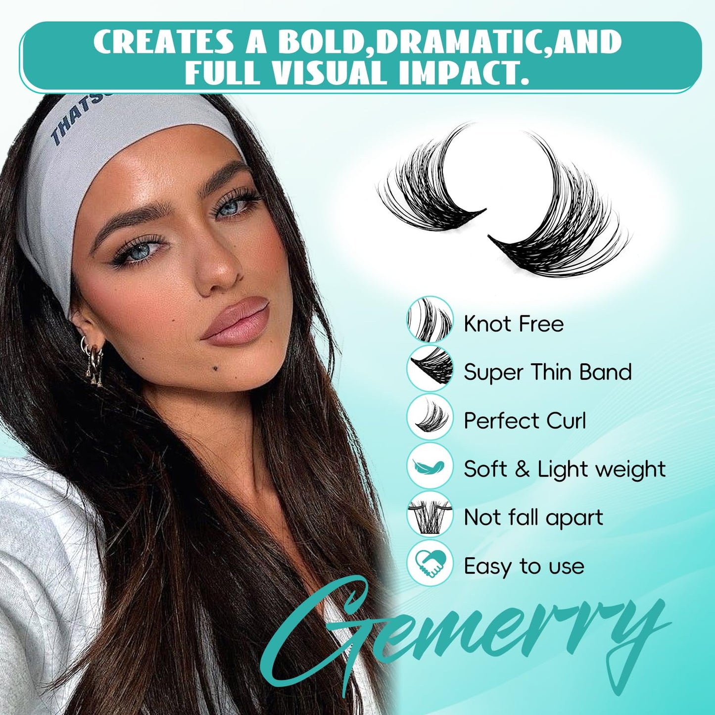 GEMERRY Eyelash Extensions Kit Wispy Natural Eyelash Clusters Kit Cluster Lashes Wispy Individual Extension 8-16MM Soft & Lightweight, DIY Lash Extensions with Lash Bond and Seal,Tweezers