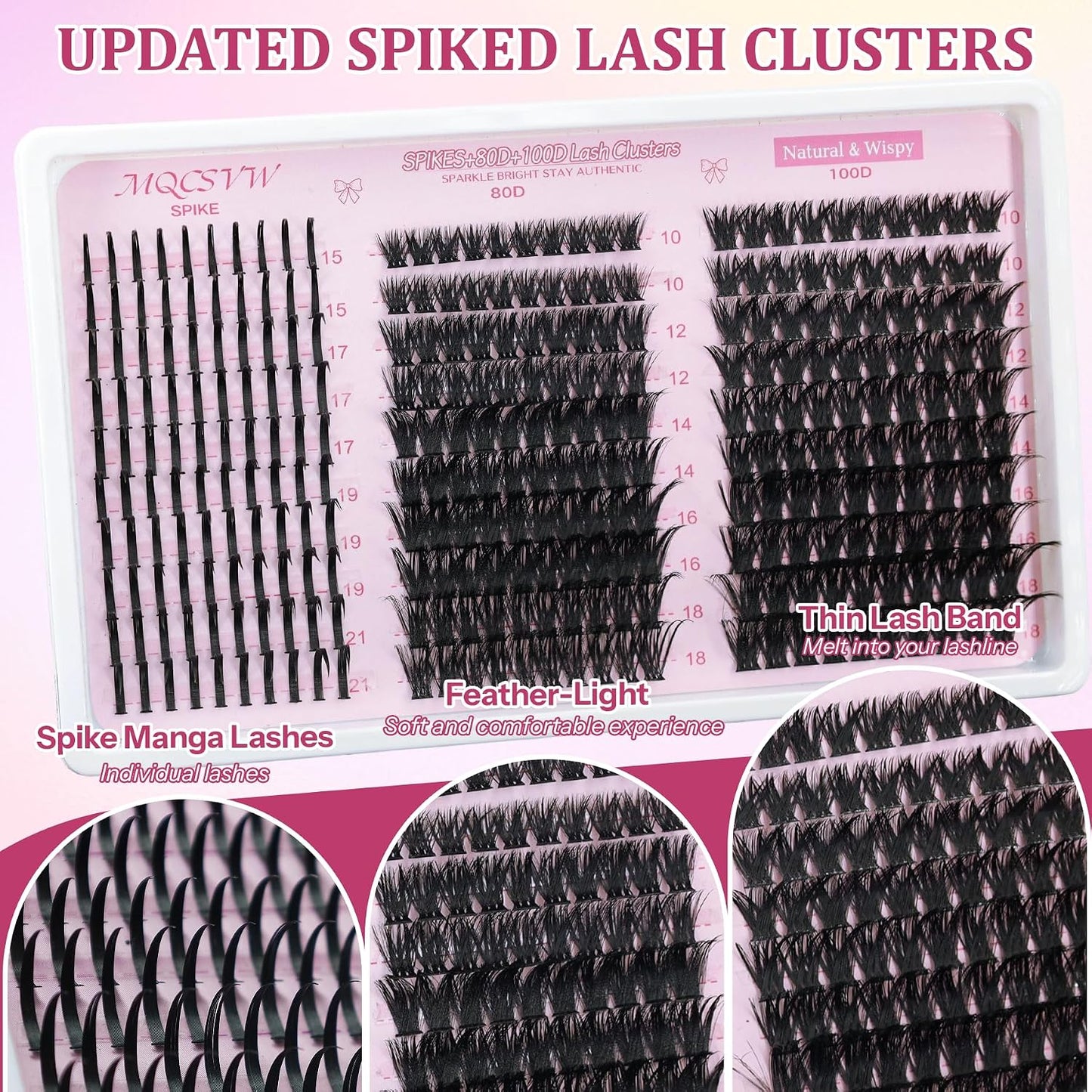 Lash Clusters - 80D & 100D Long 10-21mm Eyelash Extensions Kit | Wispy Thick Volume 300pcs Individual Lashes