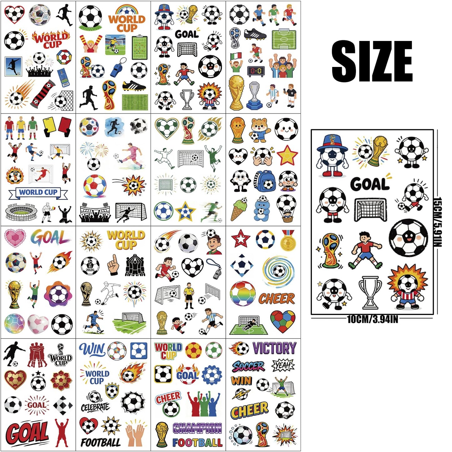 189 Pcs Soccer Temporary Tattoos, Sport Themed Fake Tattoos Stickers