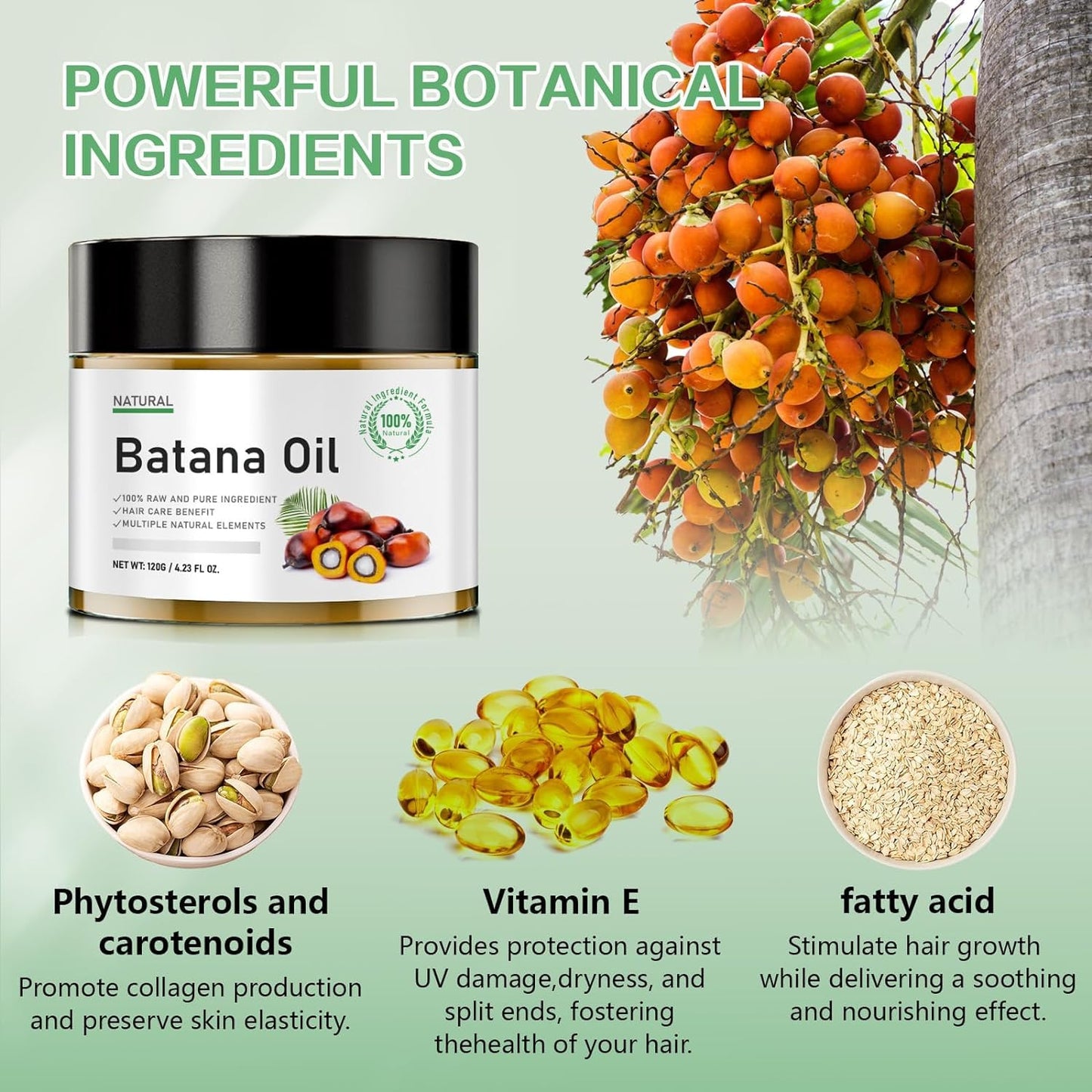 100% Raw Batana Oil for Hair Growth, Authentic Cold Pressed Dr.Sebi Organic Batana Oil Mask, Natural Hair Growth Oil Prevents Hair Loss, Eliminates Split Ends & Increases Shine,120g-1pcs