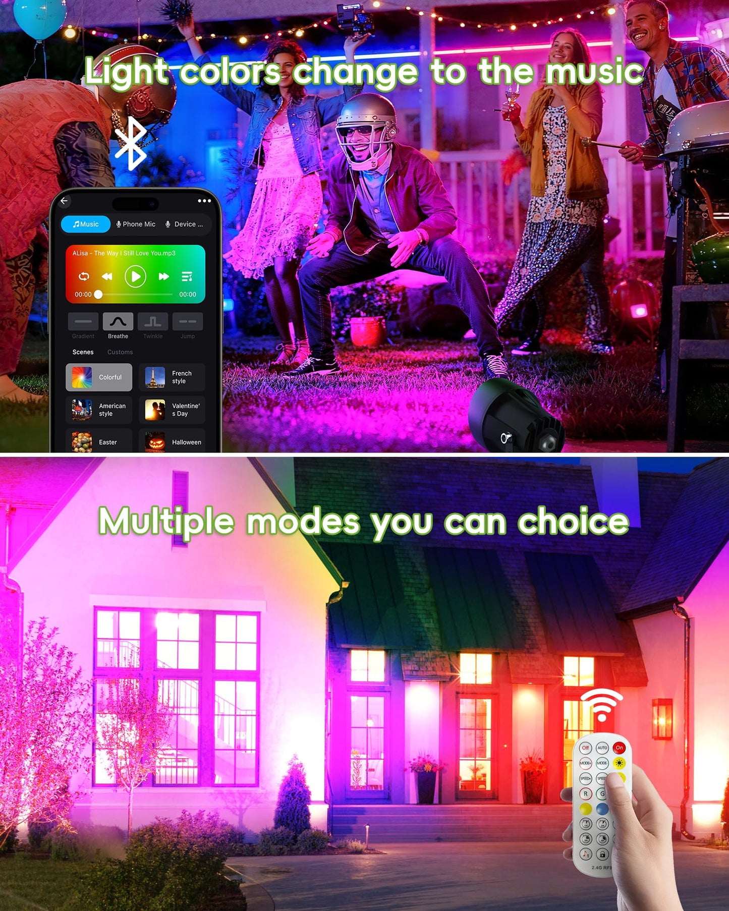 CORESLUX Spot Lights Outdoor, RGBW LED Landscape Lights with APP & Remote Control, Music Mode, DIY Scenes, Timing, IP65 Waterproof Outdoor Landscape Lights for Path Garden Yard