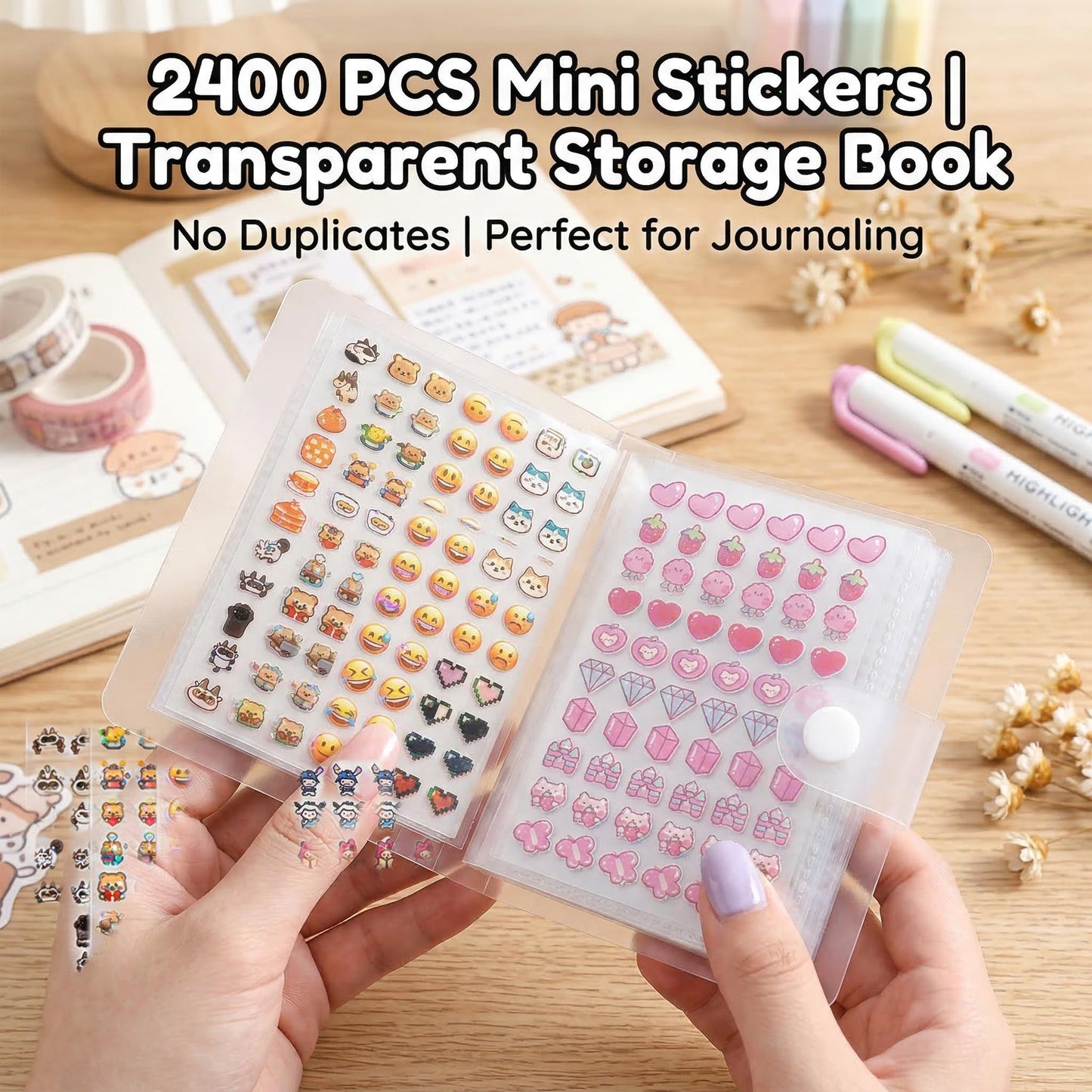 Small Stickers, 2400pcs 30 Sheets Scrapbooking Supplies, Miniature Tiny Stickers with Storage Book Cute Mini Sticker Sheets DIY Sticker Faces for Girls Art Craft Gooka Journaling Decoration