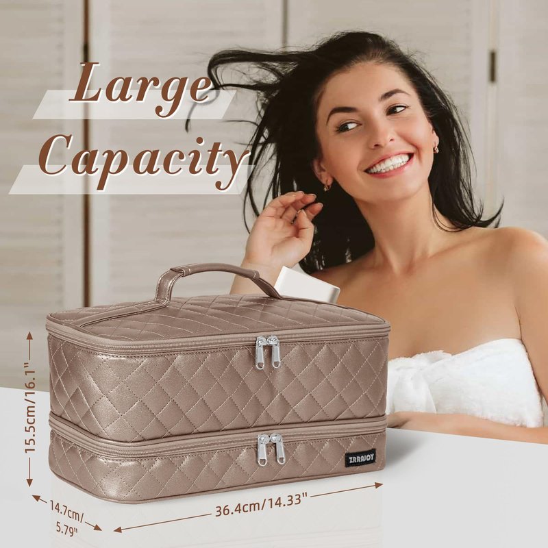 ZRRAJOY Double Layer Storage Case for Shark Flexstyle, Travel Carrying Case for Shark 430/440, Organizer Bag for Dyson Airwrap Styler Attachments (Bronze)