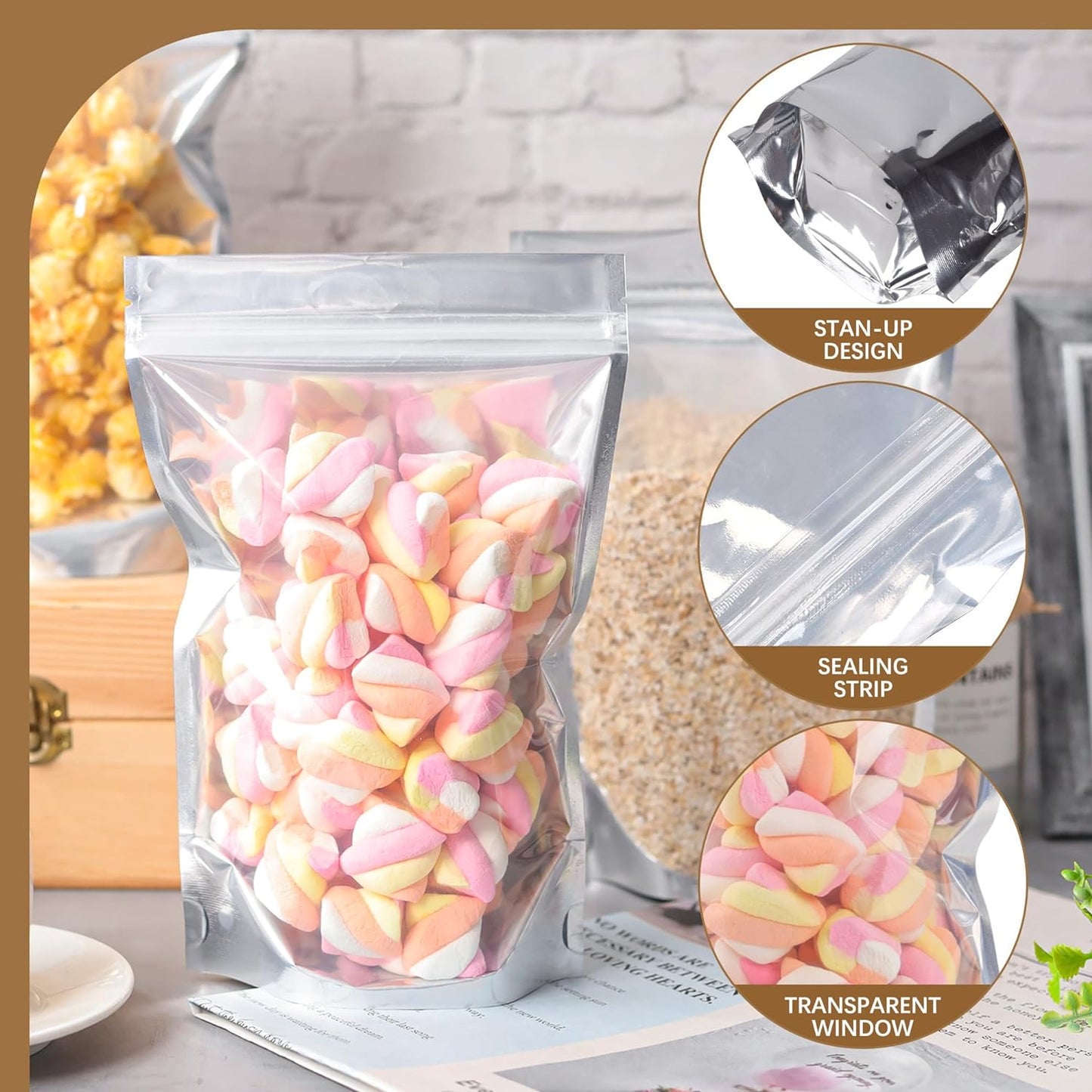 Mylar Bags for Food Storage - Resealable 100 Pack | Silver 3x6 Inches
