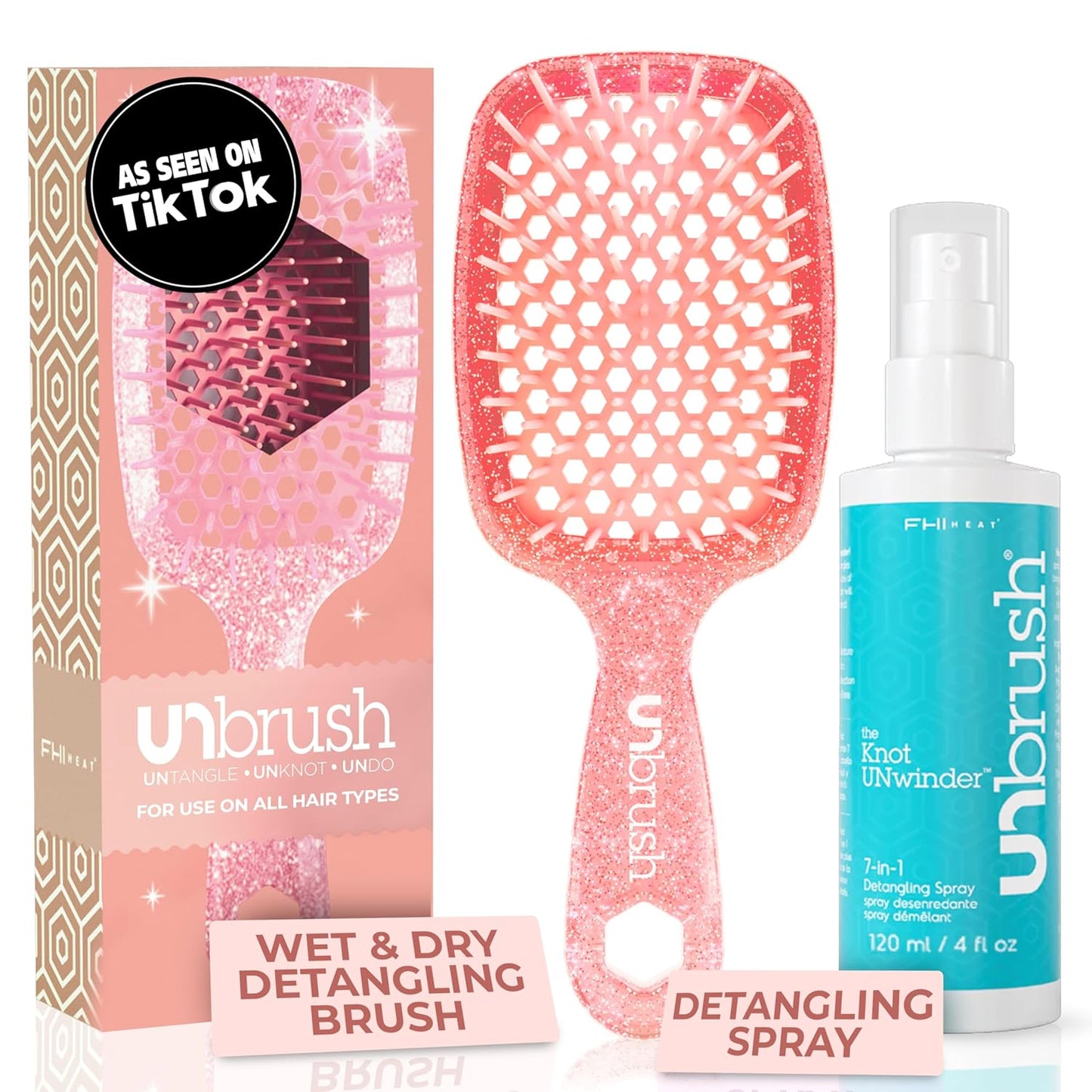 FHI Heat Unbrush & Unwinder Spray - Hair Detangler & Heat Protectant 8 oz