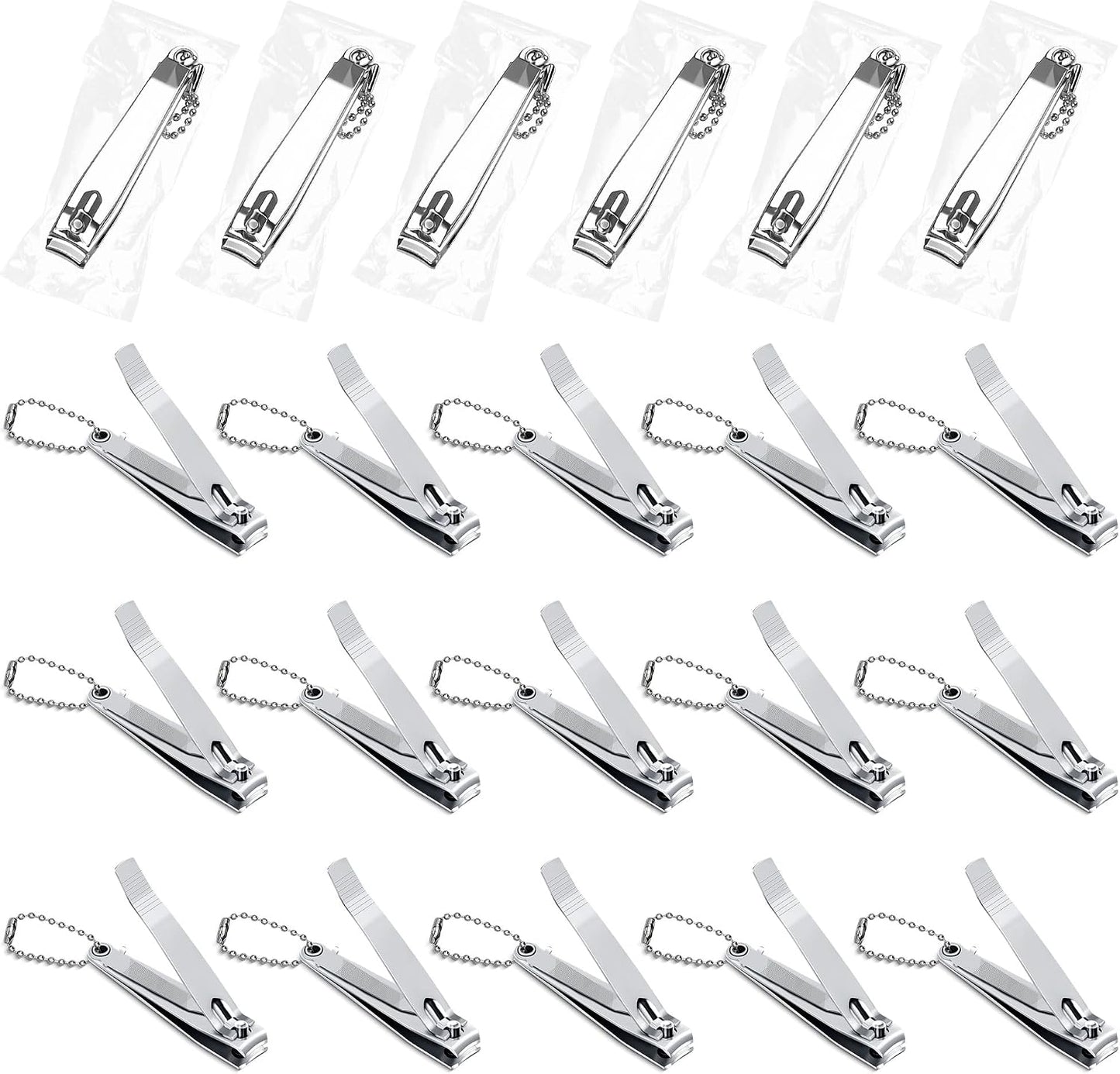 Nail Clippers Bulk - Fingernail Clippers with File | Individually Wrapped for Travel & Charities (50-Pack)