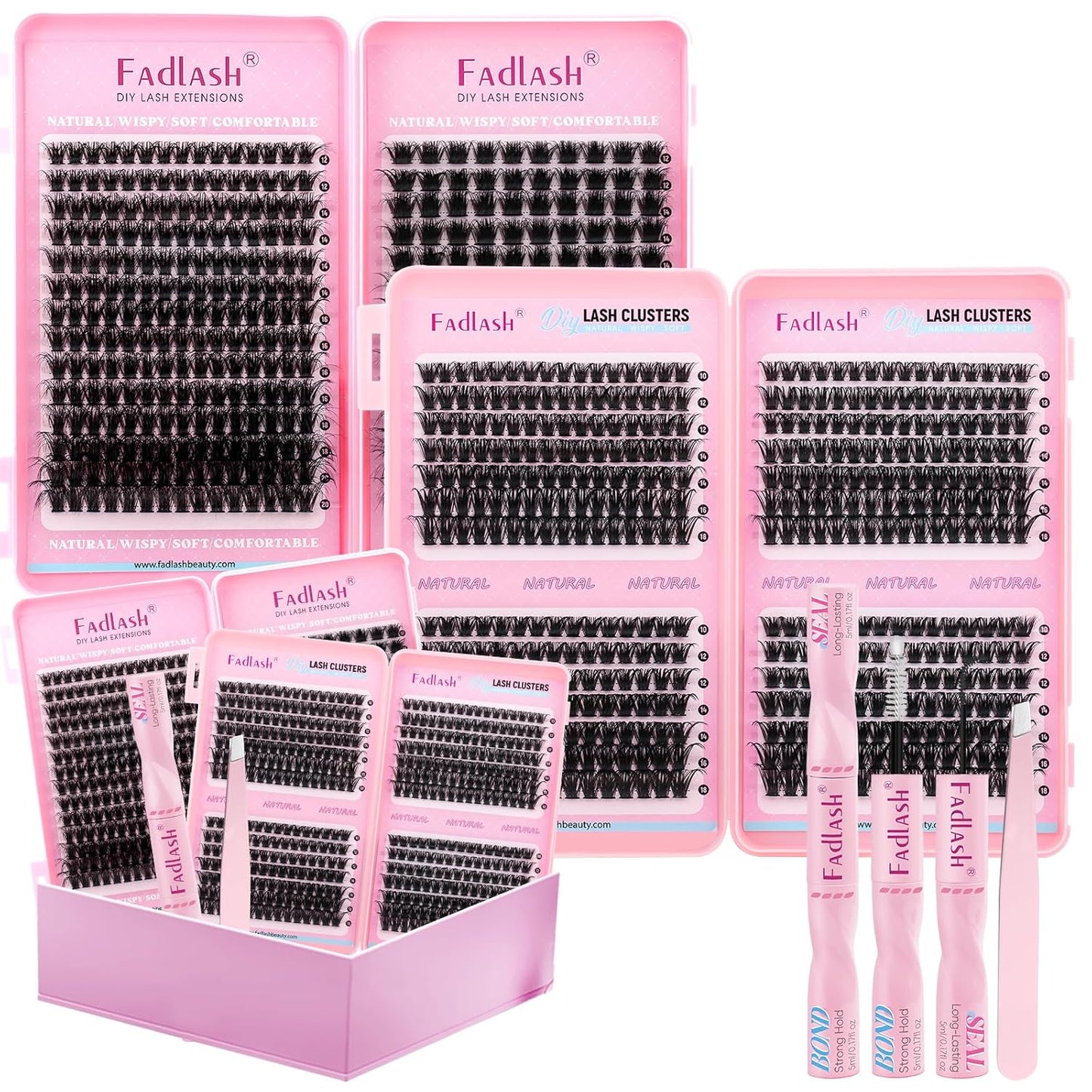 Cluster Lashes - D Curl Wispy Individual Eyelash Extensions for Natural Look | Reusable Fluffy DIY Kit (12-18mm Mix)