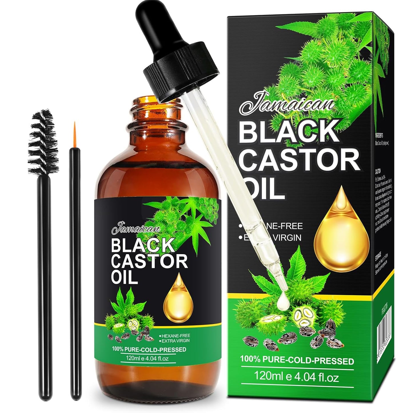Jamaican Black Castor Oil - Organic Cold Pressed Unrefined | Hair Growth, Skin Moisturizer & Nail Care, 60ML