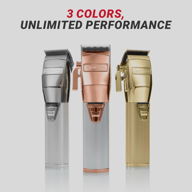 BaBylissPRO GOLDFX+ Professional Barber Cord/Cordless Hair Clippers for Men, All Metal, Lithium Battery with 3-Hour Runtime, Gold