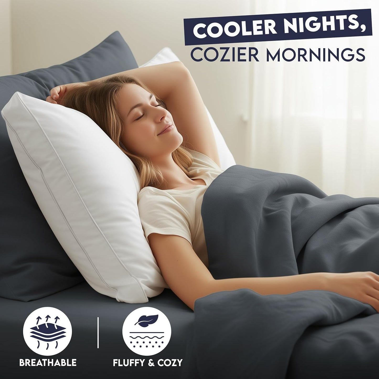 Utopia Bedding Down Alternative Pillows - Soft & Fluffy Queen Size Set of 2 | Cooling Gusseted Design for All Sleepers