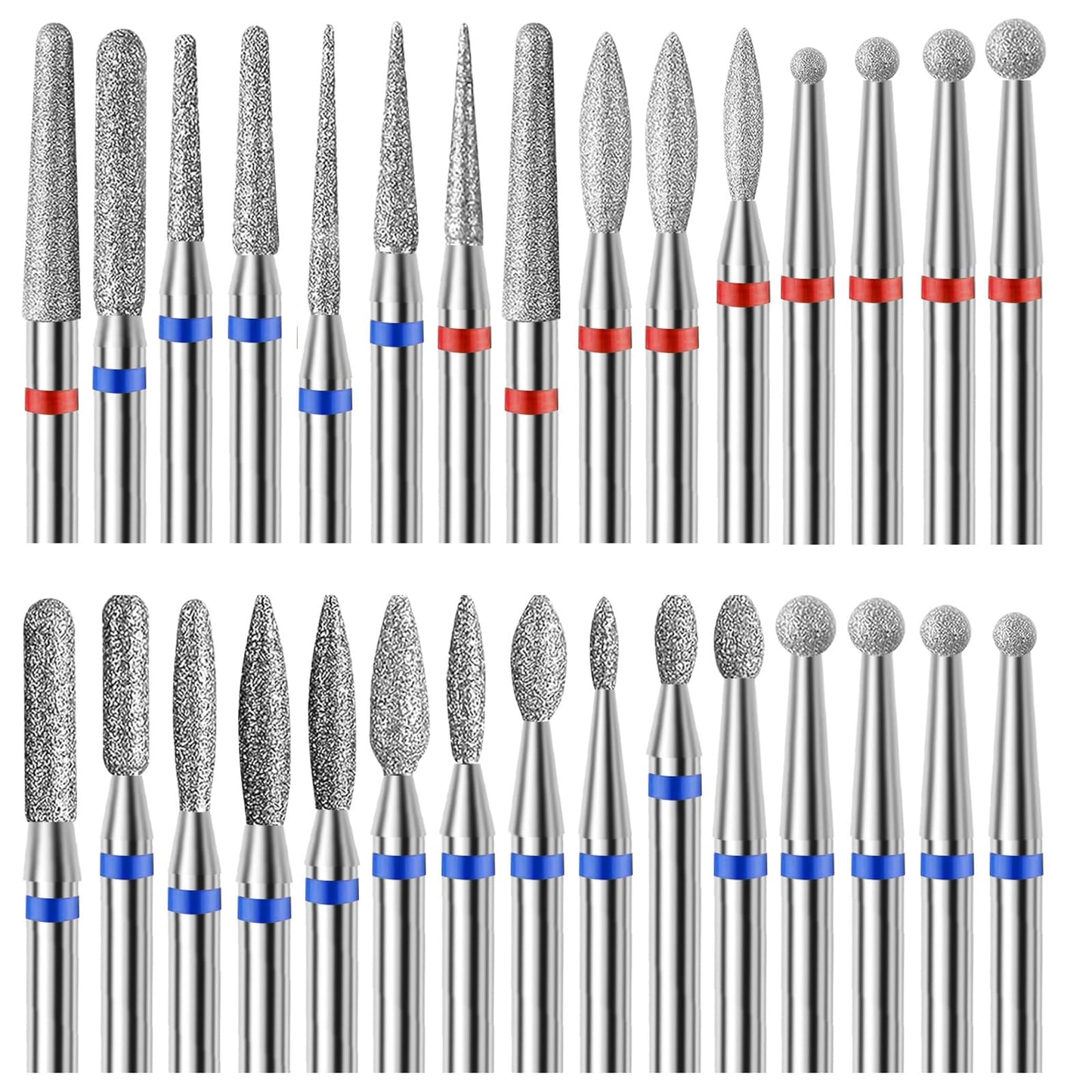 30Pcs Pedicure Care Diamond Nail Drill Bits, Professional Safety Cuticle Nail Drill Bits Tool for Electric Manicure & Pedicure Good Quality Moderate Size