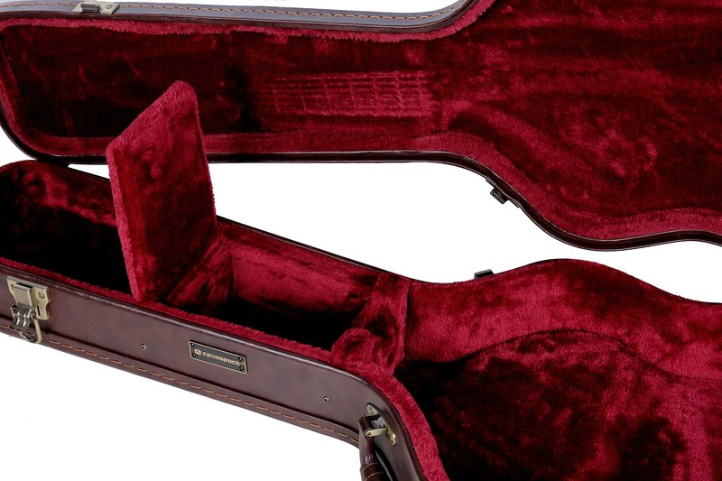 Crossrock Wooden Case for 335 Style 6-String Semi-Hollow Electric Guitars, Vintage Brown (CRW600SABR)