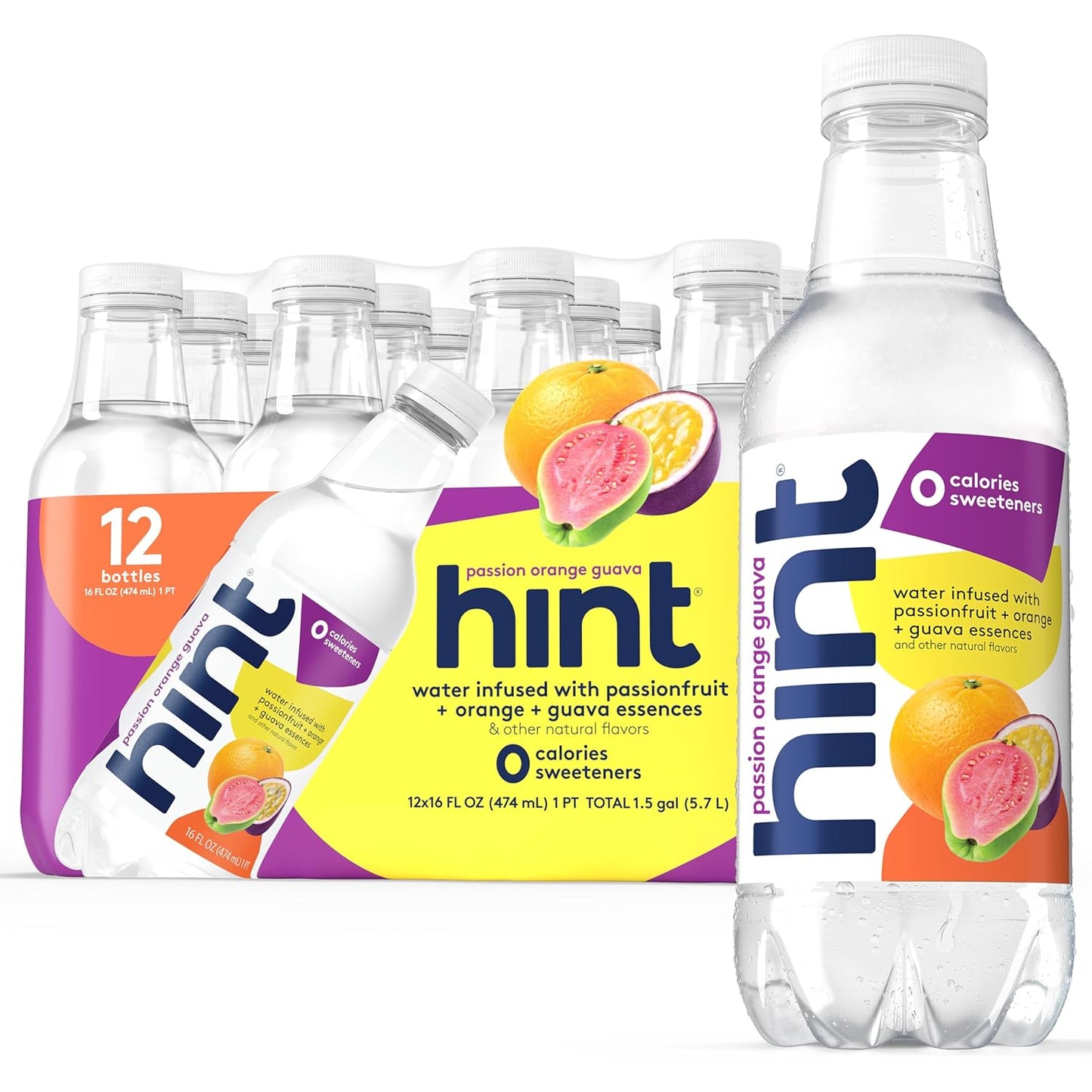 Hint Infused Bottled Water Variety Pack - Sugar-Free, Zero Calorie Natural Flavors | 16 Fl Oz (Pack of 12)