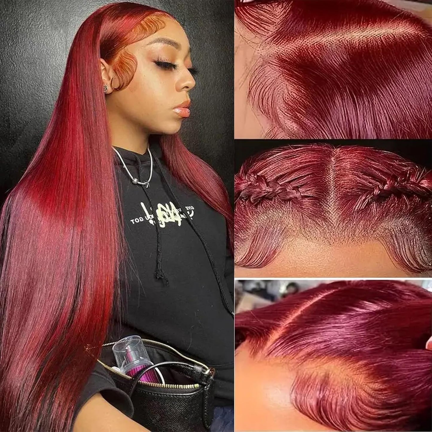 Burgundy Human Hair Wig - Water Wave Lace Front, 26-Inch 99J Deep Wave for Women | HD Transparent 13x4